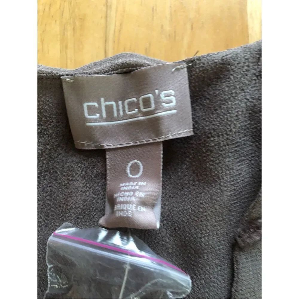 Chico’s Brown Sequin Open Front Vest Size 0 Small NWT - Picture 11 of 12